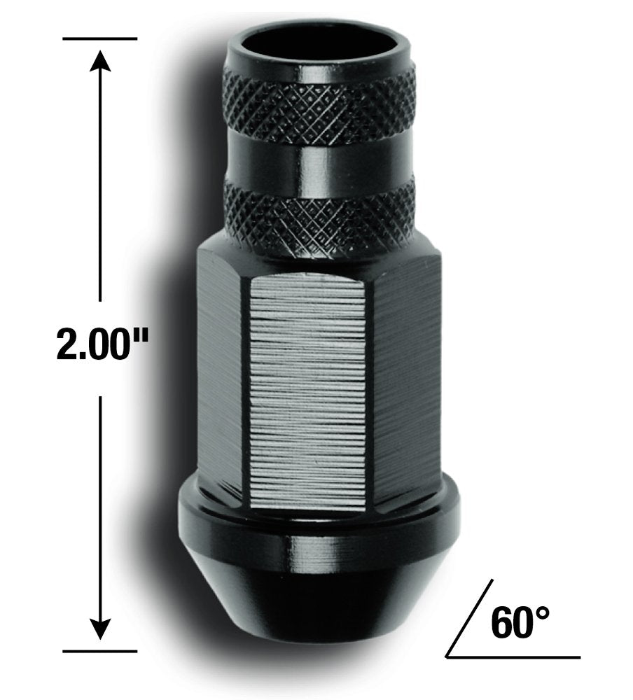 Open End Gorilla Automotive Aluminum Racing Lug Nuts-Black (12mm x 1.25 Thread Size) 44027BK