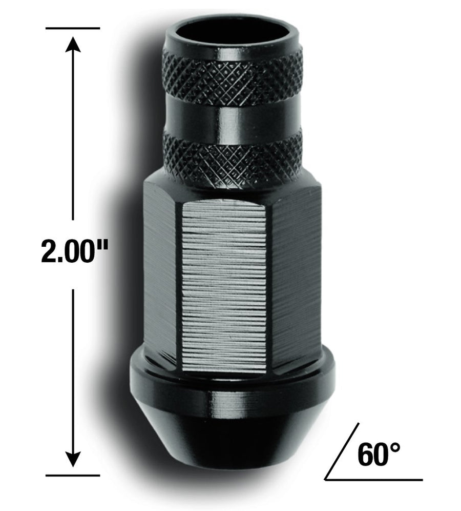 Open End Gorilla Automotive Aluminum Racing Lug Nuts-Black (12mm x 1.25 Thread Size) 44027BK