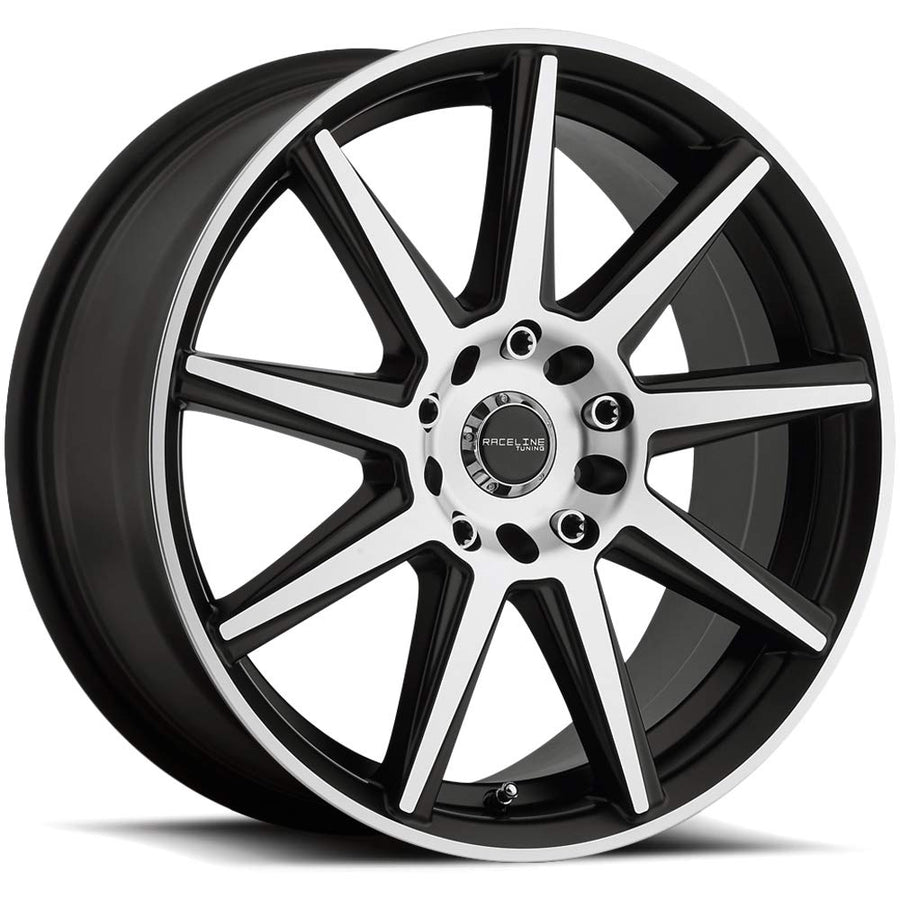Raceline 144M Wheels STORM Satin Black Machined Face Wheel (17 x 7.5 inches /5 x 100 mm, 40 mm Offset)