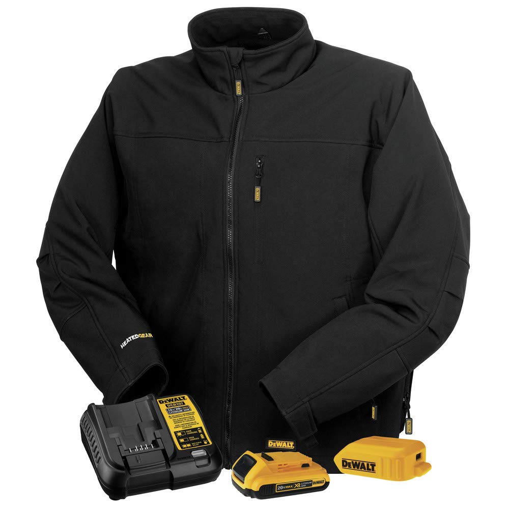 Men's DEWALT Heated Soft Shell Jacket Kit Black X-Large