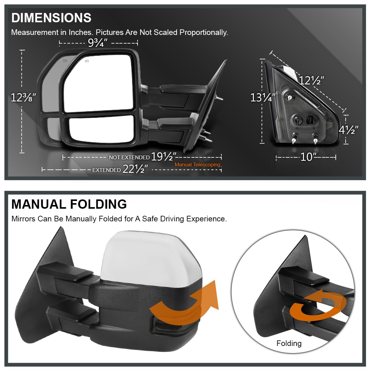 Chrome Power Heated Towing Mirrors Spec-D Tuning [2015 Look] w/Smoke LED Signal Compatible with 2007-2014 Ford F150 Pickup Left + Right