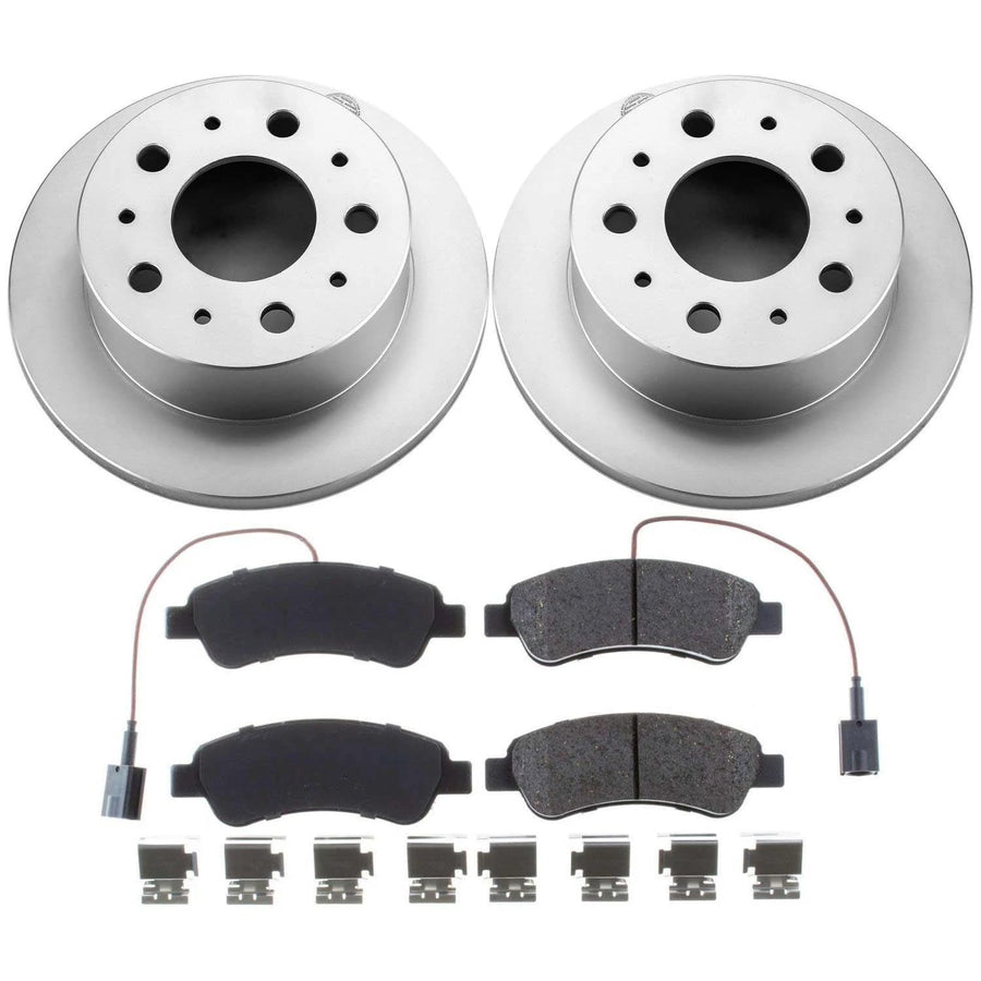 Power Stop CRK7310 Brake Rotor Coated and Ceramic Brake Pads- Rear For Ram ProMaster 1500 2014-2021, Ram ProMaster 2500 2014-2021, Ram ProMaster 3500 2014-2021 [Model Specific]