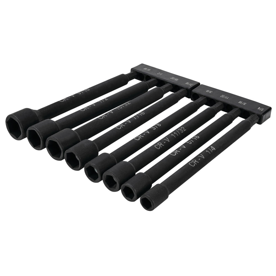 W9064 Performance Tool 9 Pc. SAE Magnetic Nut Driver Bit Set, Chrome Vanadium Steel, Black Phosphate Coating, 1/4-in. Drive, Includes Storage Rail