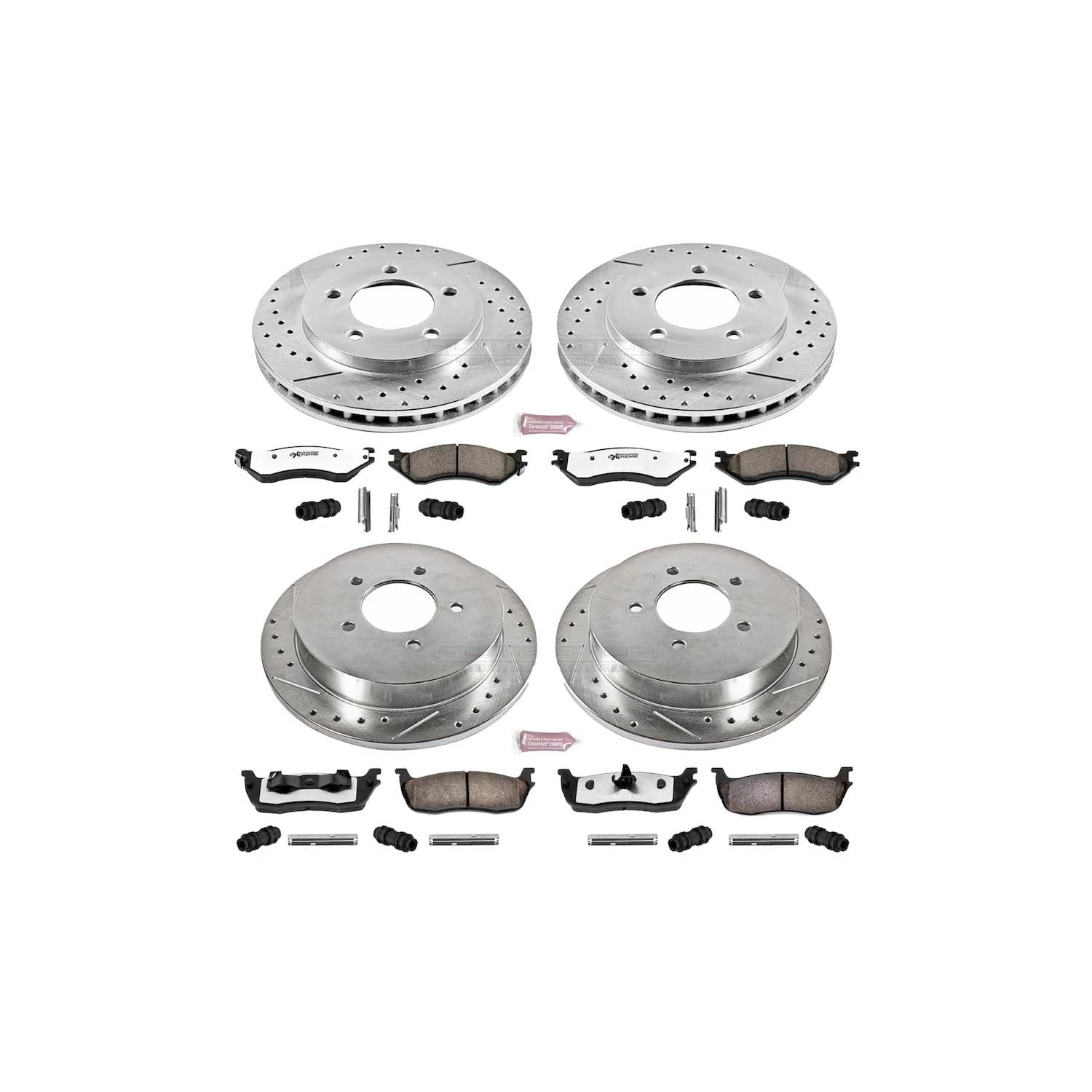 Power Stop Brake Kit Front and Rear For 1997 1998 1999 2000 Ford Expedition - Truck & Tow Carbon Fiber Ceramic Pads & Drilled and Slotted Rotors Replacement, K1870-36