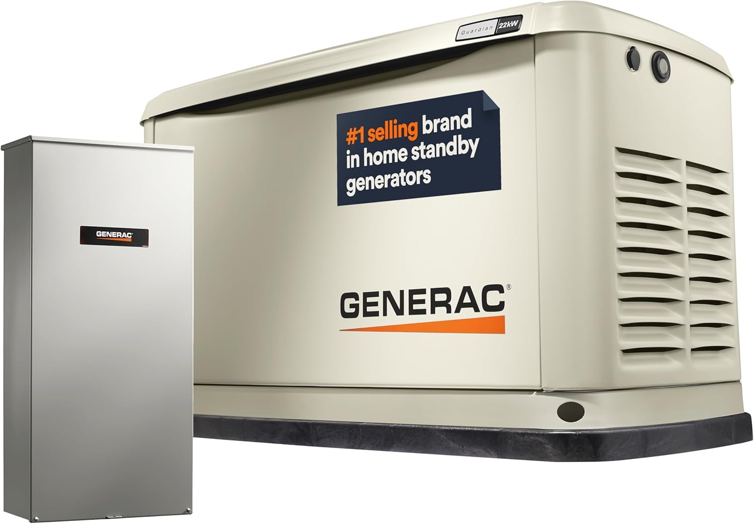 22kW Generac Guardian Home Standby Generator with 200 Amp Transfer Switch - Automatic Whole House Backup Power for Storms, Emergencies, and Outages, WiFi Enabled, Runs on Natural Gas or Liquid Propane