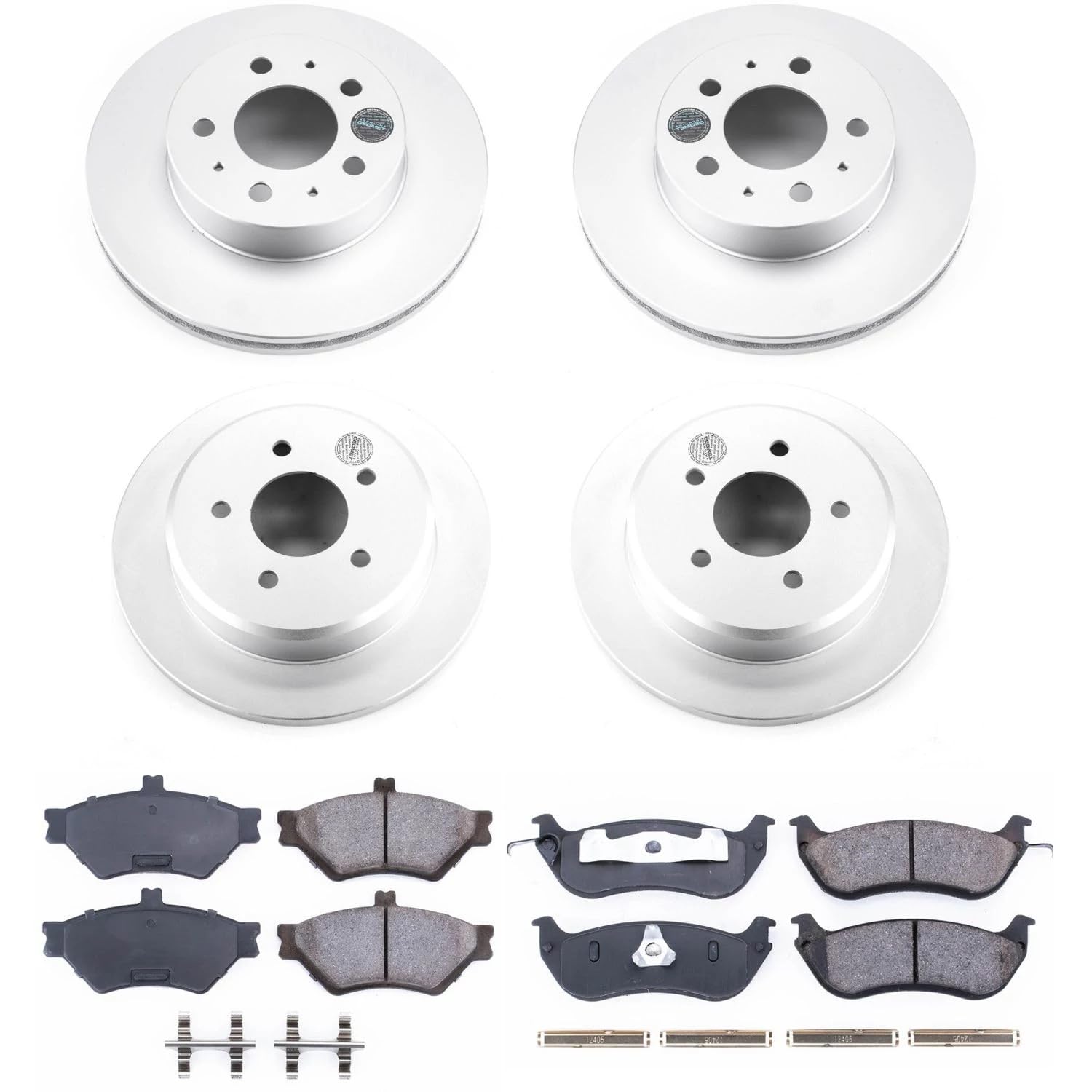 Power Stop Front and Rear Coated Brake Rotors and Z17 Ceramic Brake Pads Kit CRK2860