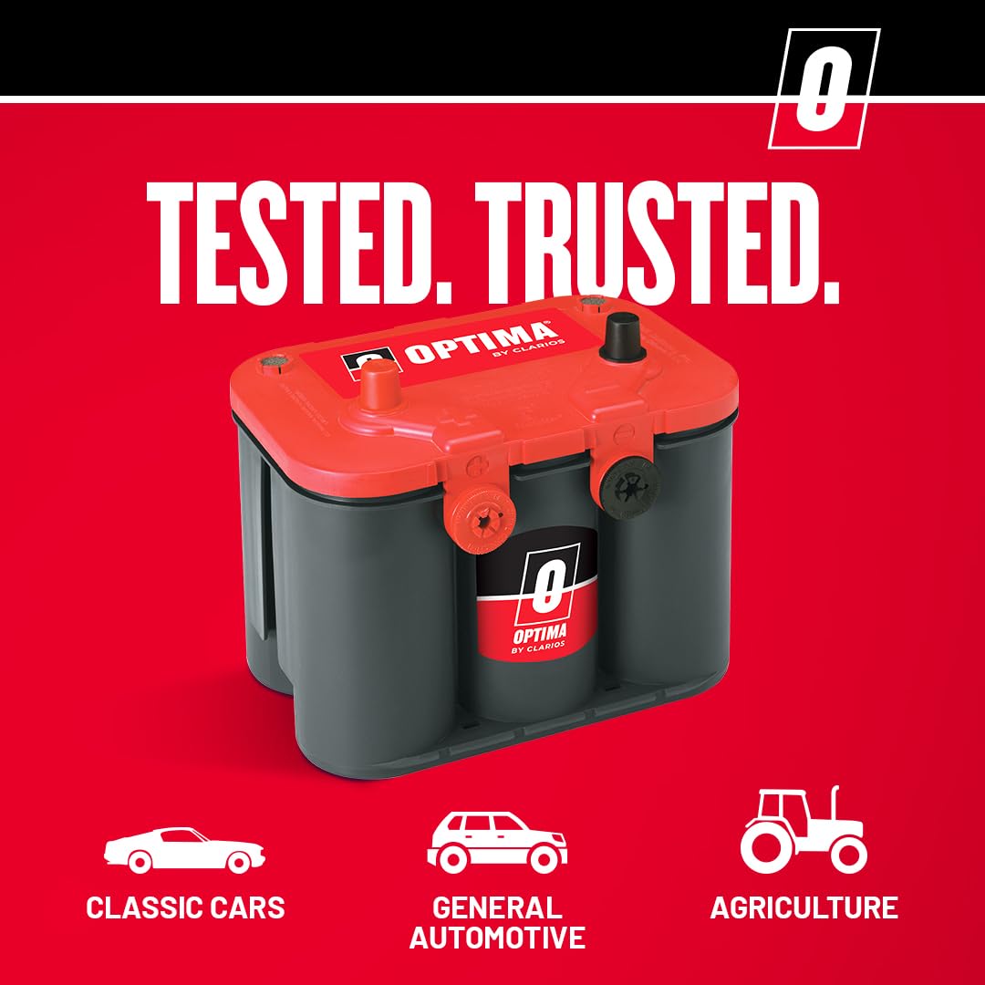 OPTIMA Batteries 34/78 High Performance RedTop Sealed AGM Car, Truck, and SUV Starting Battery, 800 CCA, Dual SAE and GM Terminals, Maintenance Free, Versitile Mounting