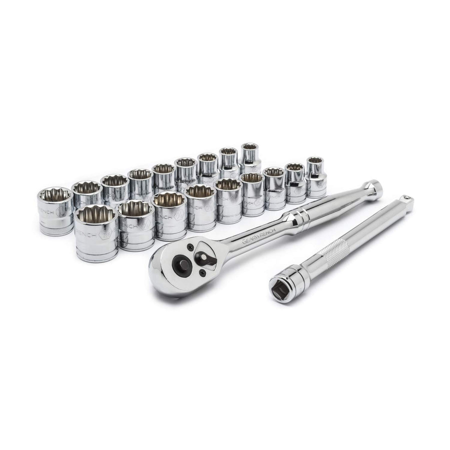 GEARWRENCH 20 Pc. 12 Pt. SAE/Metric Mechanics Tool Set - 8801A, Black