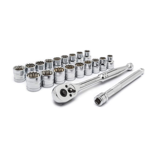 GEARWRENCH 20 Pc. 12 Pt. SAE/Metric Mechanics Tool Set - 8801A, Black