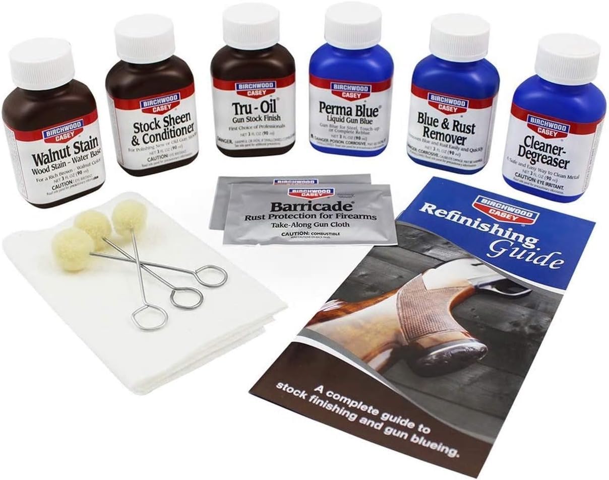 Birchwood Casey Deluxe Easy-to-Use Perma Blue & Tru-Oil Complete Finishing Kit for Gun Blueing and Stock Finishing