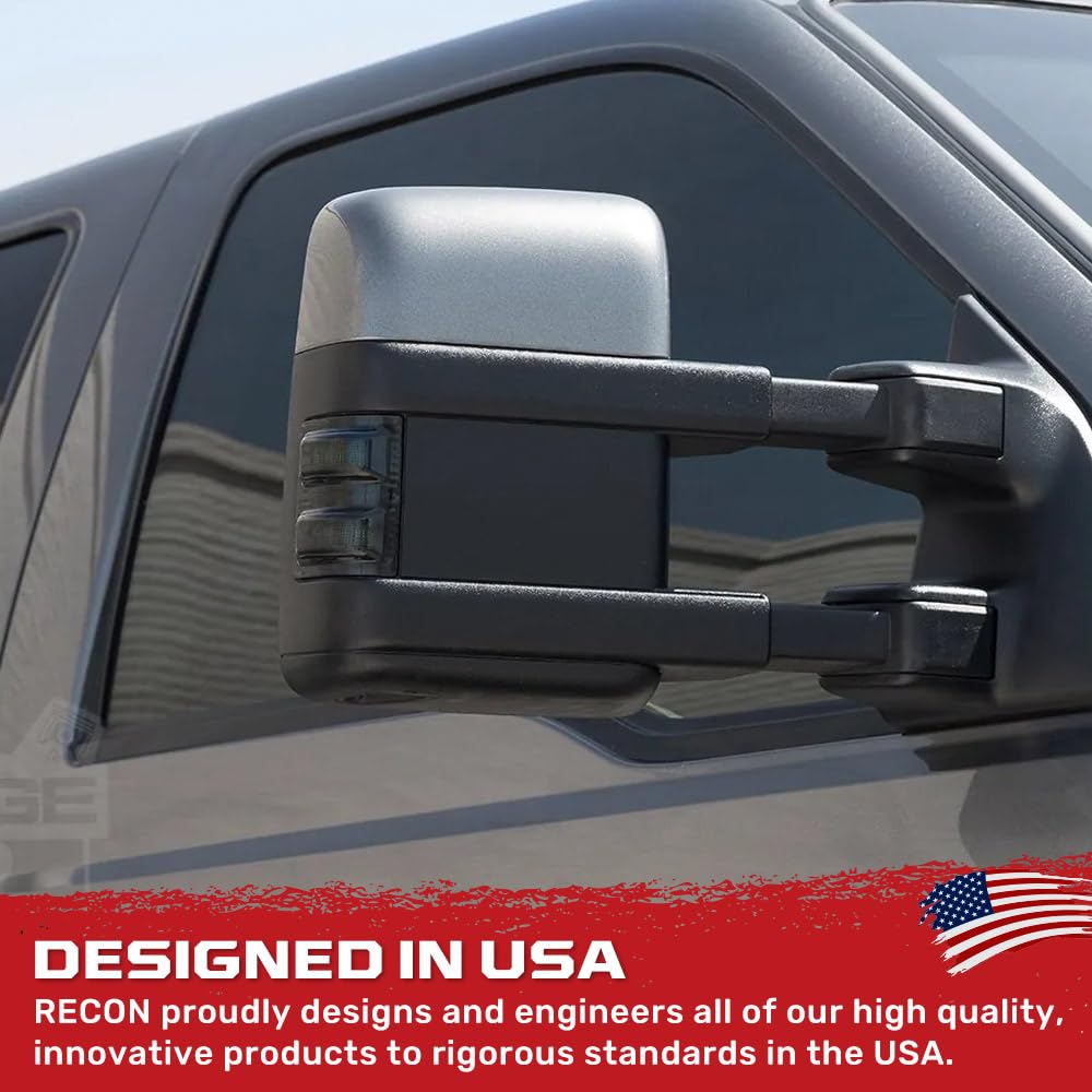 Smoked RECON 264140WHBKS 2 Piece Mirror Light LED compatible with Ford F250 F350 Superduty 08-16