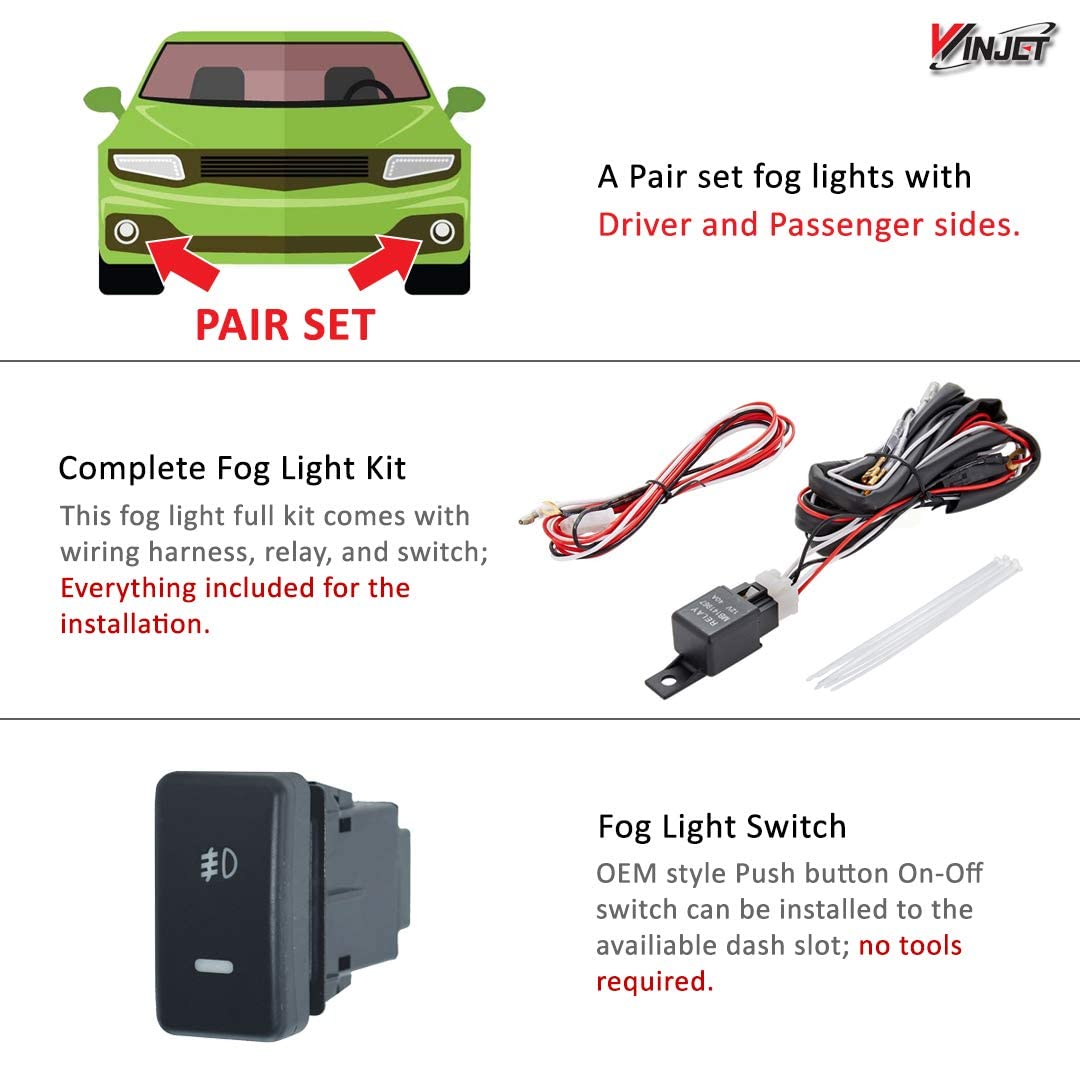 Fog Lights Winjet for [2012 2013 2014 2015 Pilot] + Switch + Wiring Kit