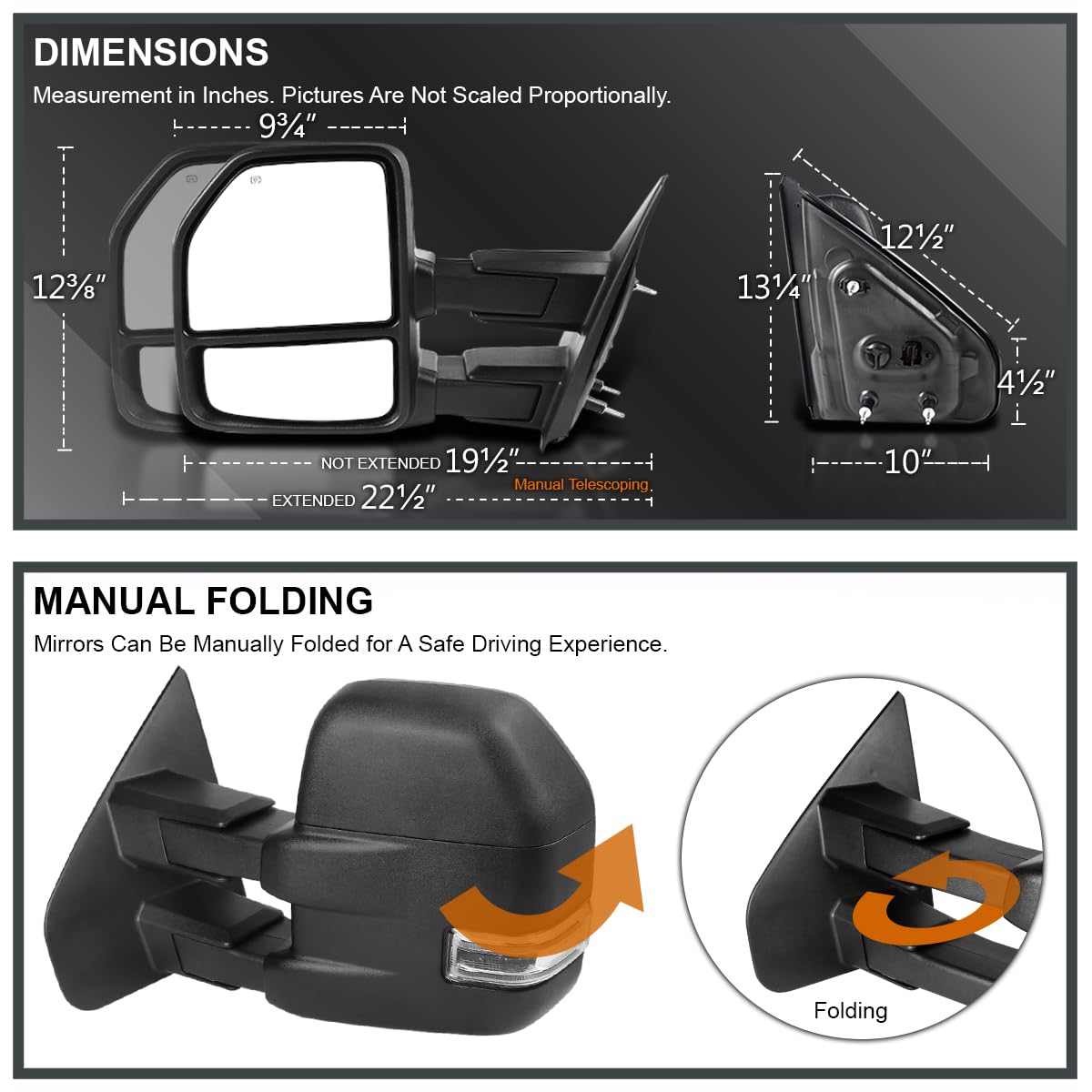 Power Heated Towing Mirrors Spec-D Tuning [2015 Look] w/LED Signal Compatible with 2007-2014 Ford F150 Pickup Left + Right