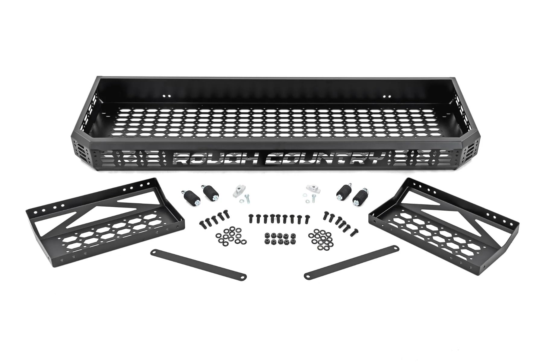 Over Bed Cargo Rack Rough Country for Polaris Ranger/Can-Am Defender (2010-2025) - Adds Elevated Storage Space, Molle Panel Sides, Easy Bolt-on Install