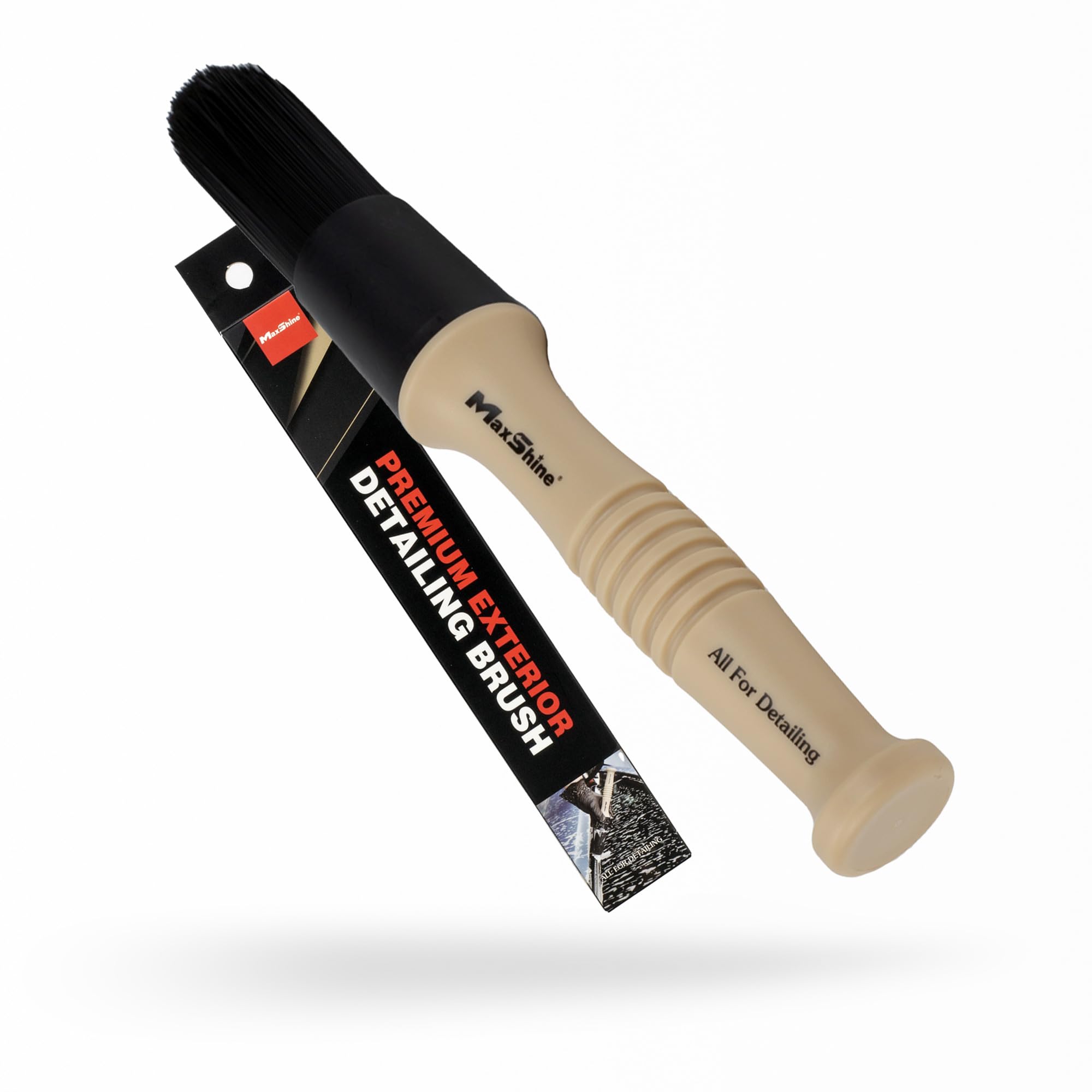 Maxshine Exterior Professional Detailing Brush | Heavy-Duty Stiff Bristle Brush for Wheels, Rims & Tires | Large Off-White Durable Car Detailing Tool for Exterior Cleaning & Auto Care