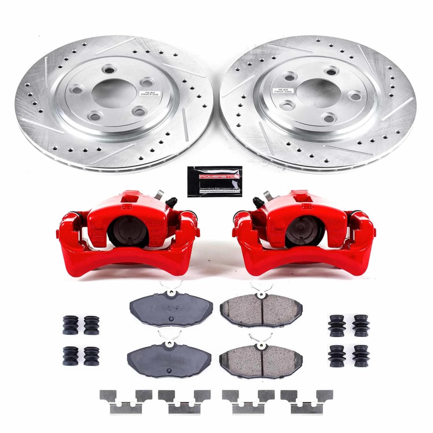 Power Stop Z23 Evolution KC1361 Rear Brake Caliper Kit- Brake Rotors, Brake Pads, Brake Calipers For Ford Thunderbird 2002-2005, Lincoln LS 2000-2002 [Model Specific]