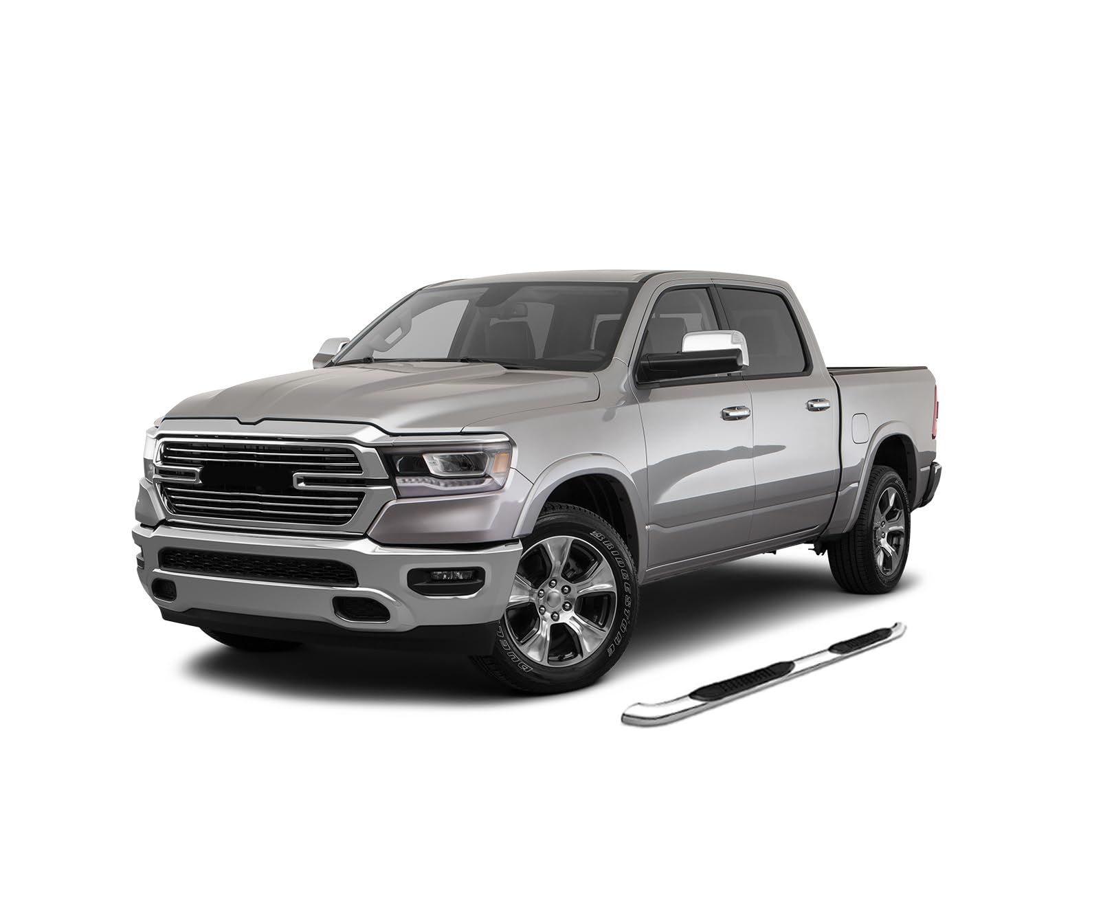 3in Black Horse Side Steps Stainless Steel Compatible with 2019-2025 Ram 1500 Crew Cab-9BDG305SS
