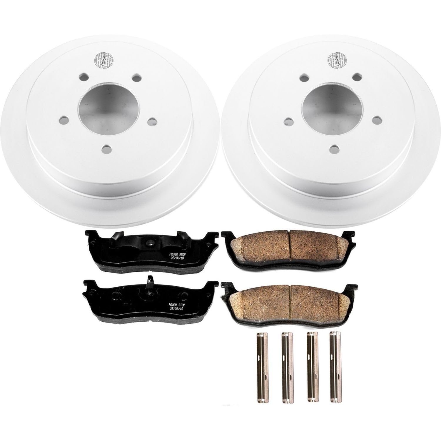 Power Stop Coated CRK1872 Brake Rotor and Ceramic Brake Pads- Rear For Ford Expedition 1997-2000, Ford F-150 1999-2000, Lincoln Navigator 1998-2000 [Model Specific]