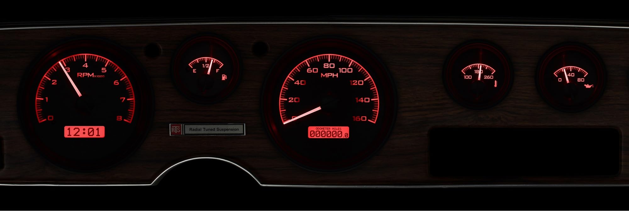 Dakota Digital 70-81 Pontiac Firebird Dash Analog Gauge Cluster Kit Black Alloy Red VHX-70P-FIR-K-R