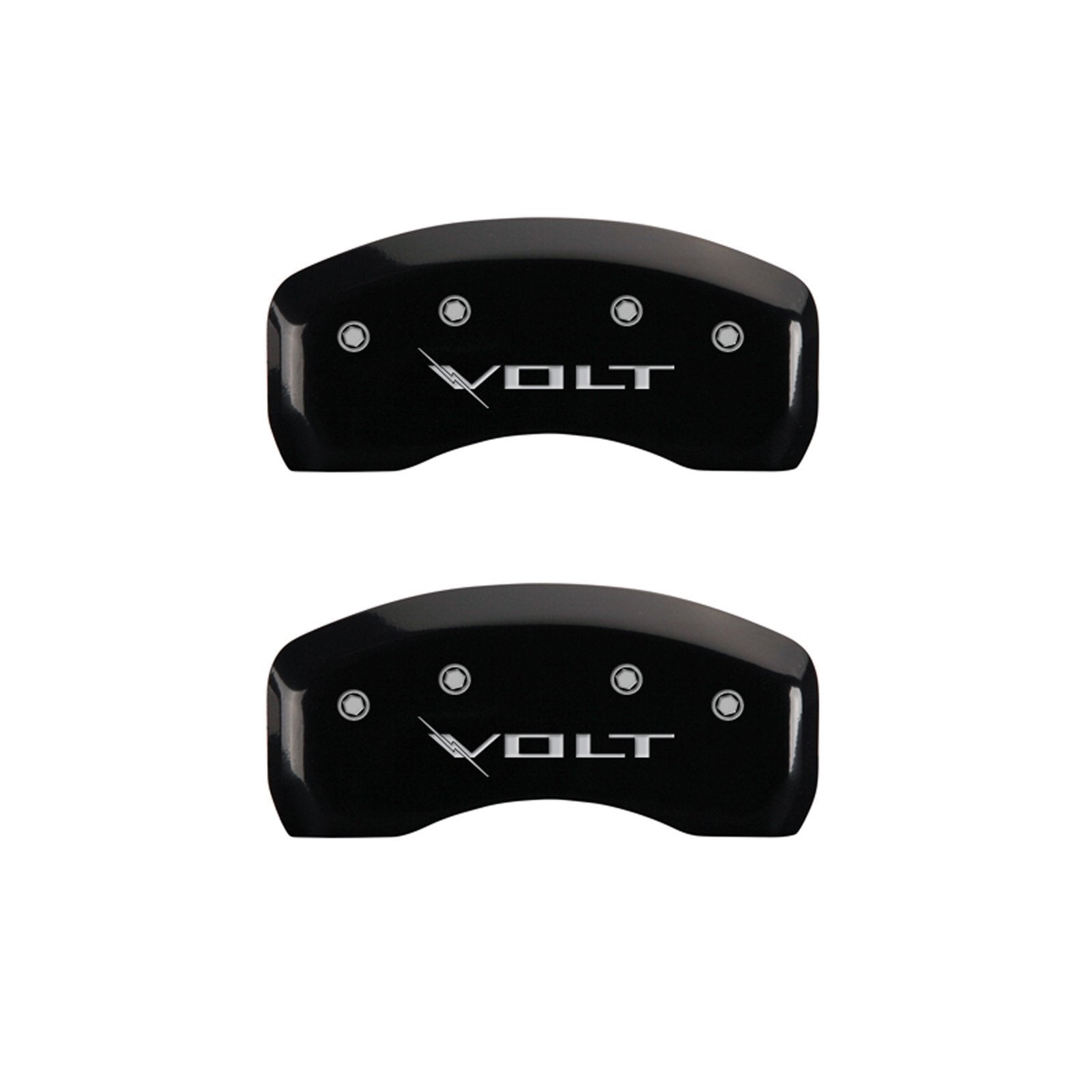 MGP Caliper Covers 'Volt' 14220SVLTBK Engraved Caliper Cover with Black Powder Coat Finish and Silver Characters, (Set of 4)