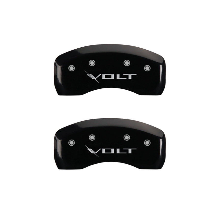 MGP Caliper Covers 'Volt' 14220SVLTBK Engraved Caliper Cover with Black Powder Coat Finish and Silver Characters, (Set of 4)