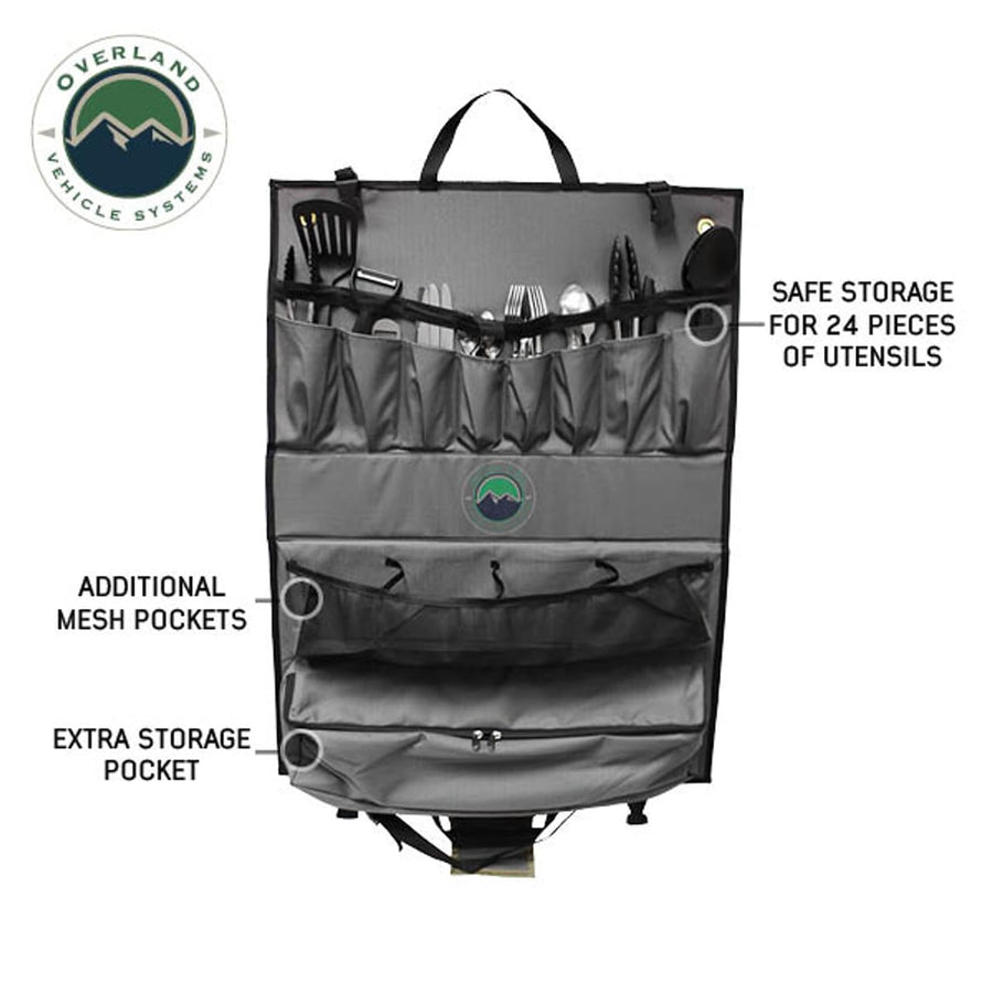 Overland Kitchen Kit - Overland Vehicle Systems - 24 Piece Cooking and Utensil Kit, Hanging Carrying Case - Premium Polycotton Ripstop Material - for Camping, Picnics, and Outdoor Adventures