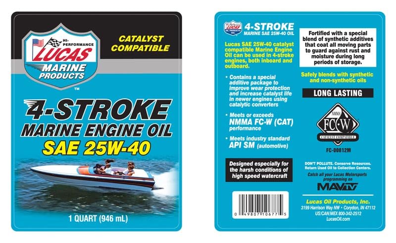 Lucas Oil 10677 4-Stroke Inboard Marine Engine Oil SAE 20W-40-1 Quart Stern Drive