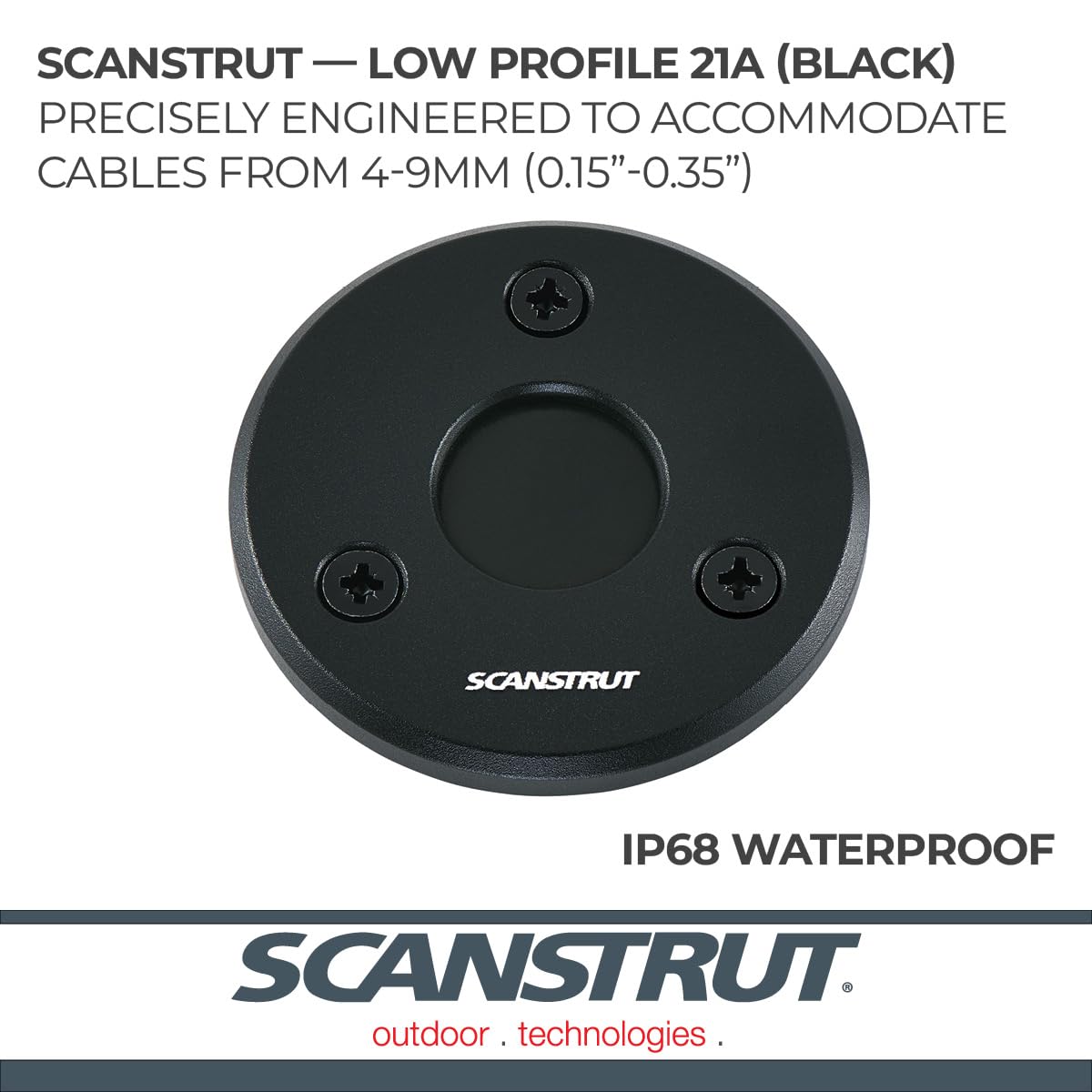 Low Profile Cable Seal, Scanstrut DS-LP-21A-BLK - Anodised Aluminium Black