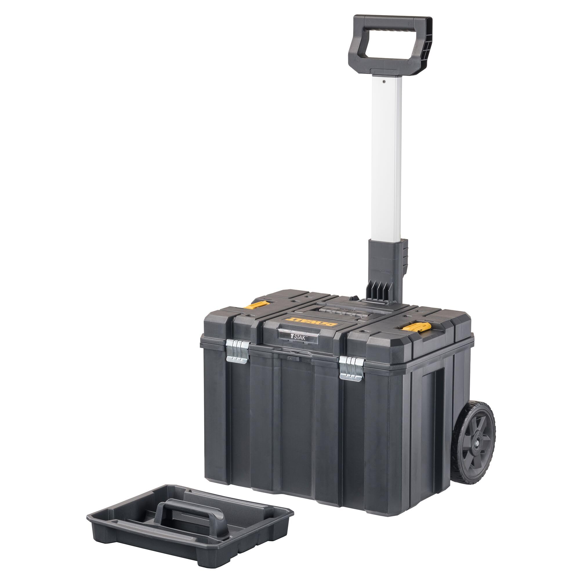 Modular DEWALT Tool Box with Wheels, Large Rolling Tool Box With Telescopic Handle, Portable Carrier Deep Stackable TSTAK Storage (DWST17820)