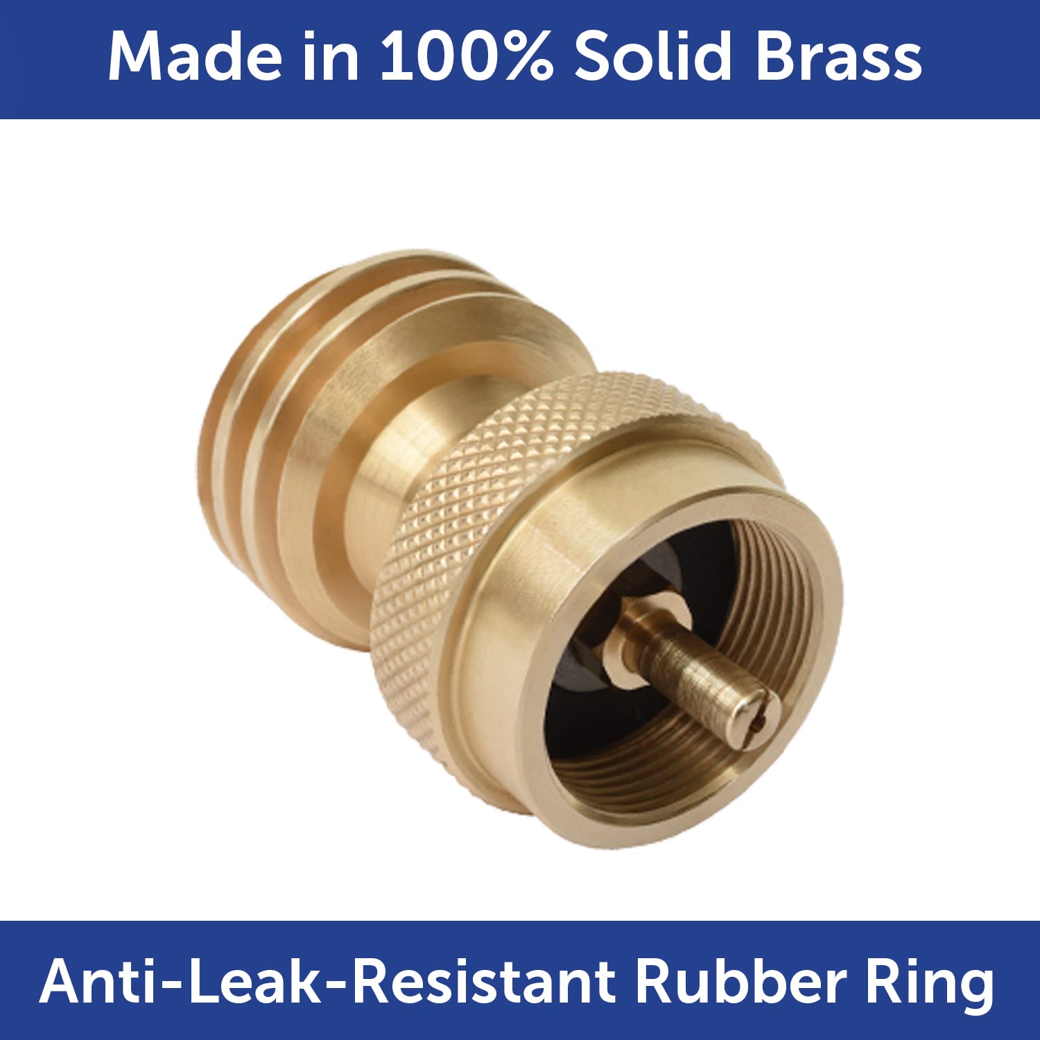 Propane Tank Adapter Flame King, 20lb to 1lb Converter, Hook Up Small Propane Cylinders when 20lb Ran Out, Solid Brass
