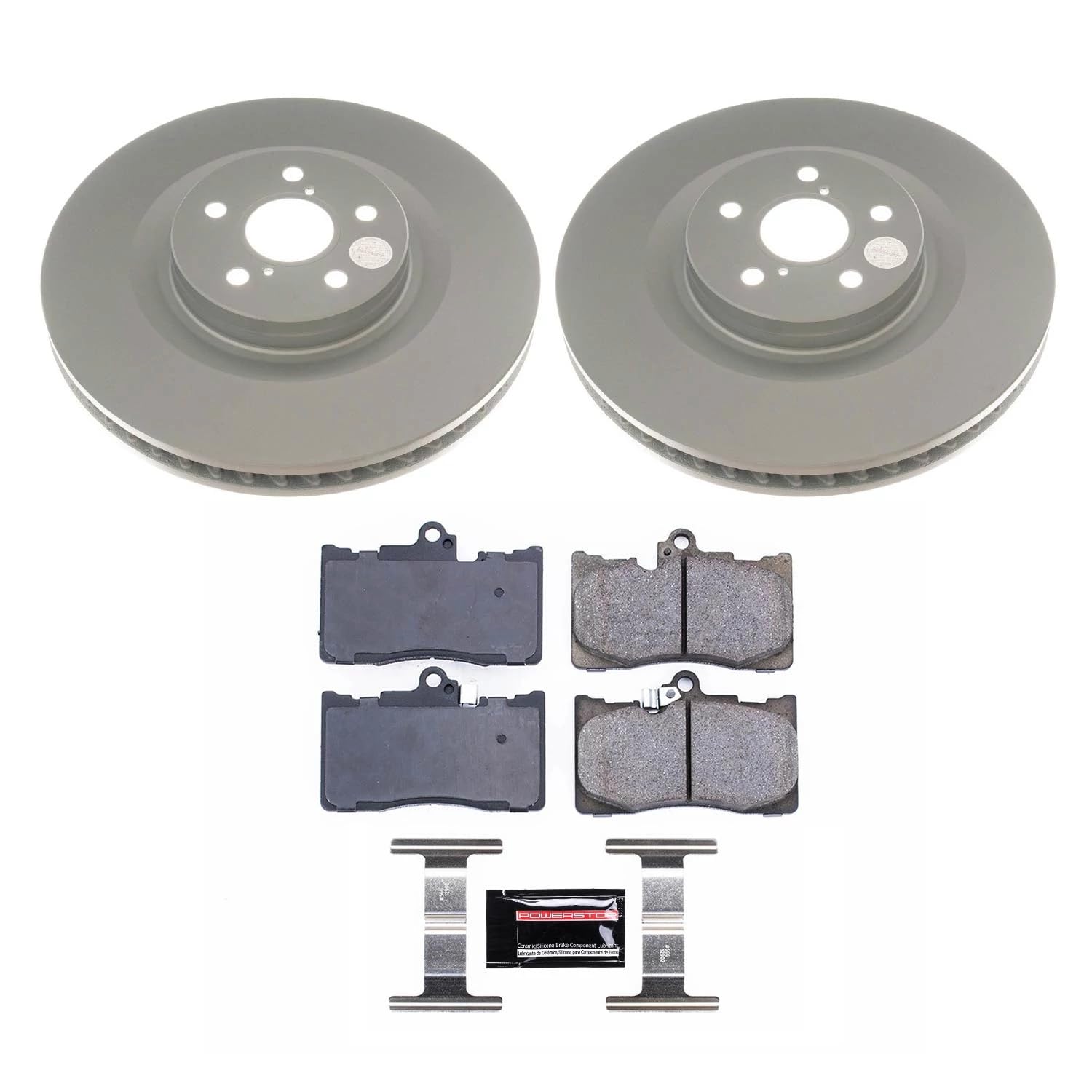 Power Stop Z17 CRK8417 Front Coated Rotor Kit-Coated Brake Rotors, Ceramic Brake Pads