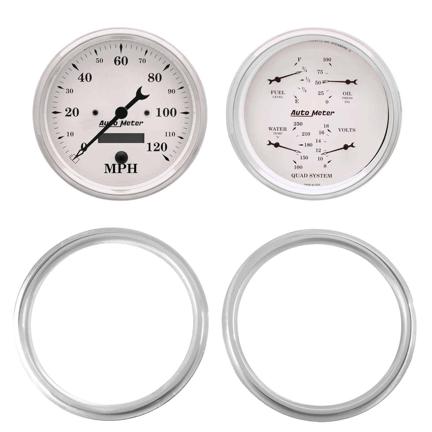 AutoMeter Dash Kit Direct Fit, 2 Pc, Chevy Truck 47-53, 2 X 5, Old-TYME White (7039-08)
