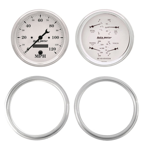 AutoMeter Dash Kit Direct Fit, 2 Pc, Chevy Truck 47-53, 2 X 5, Old-TYME White (7039-08)