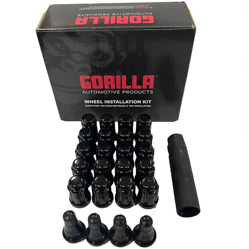 Gorilla Acorn Lug Nut, 12 mm x 1.50 Thread, 60 Degree Seat, Closed End, Key, Steel, Black Chrome, Universal, Set of 20