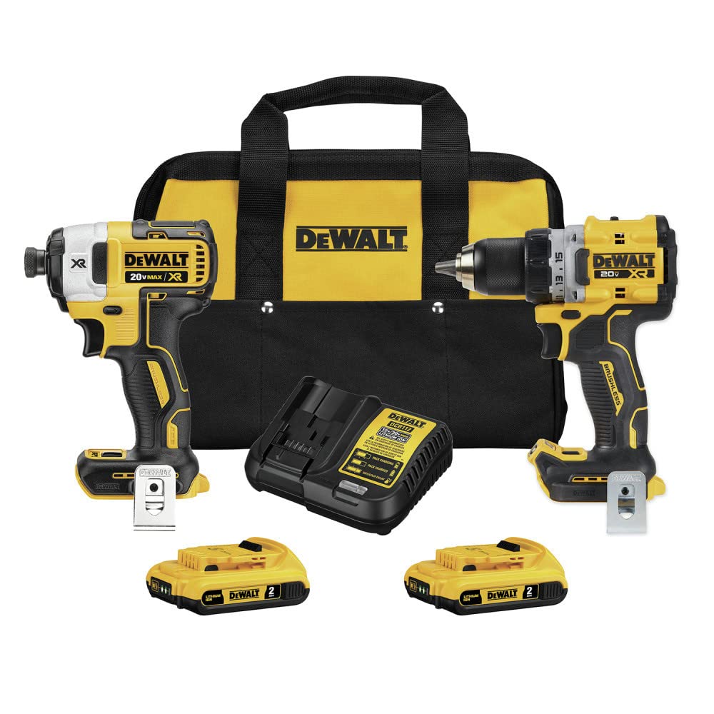 20V MAX* DEWALT XR Cordless 1/2 in. Drill/Driver and 1/4 in. Impact Driver Kit with (2) 2Ah Batteries & Charger (DCK248D2)