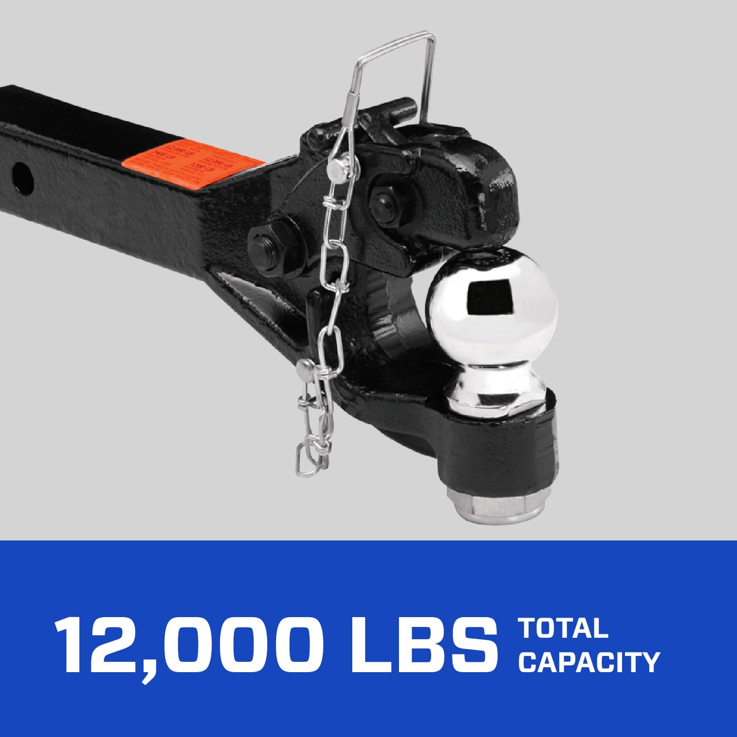 Pintle Hook & Ball Combination Ball Mount Draw-Tite 63042, Fits 2 Inch Square Receiver, 12,000 lbs. Capacity Hook, 2-5/16 Inch Diameter Ball, 12,000 lbs. Capacity Ball