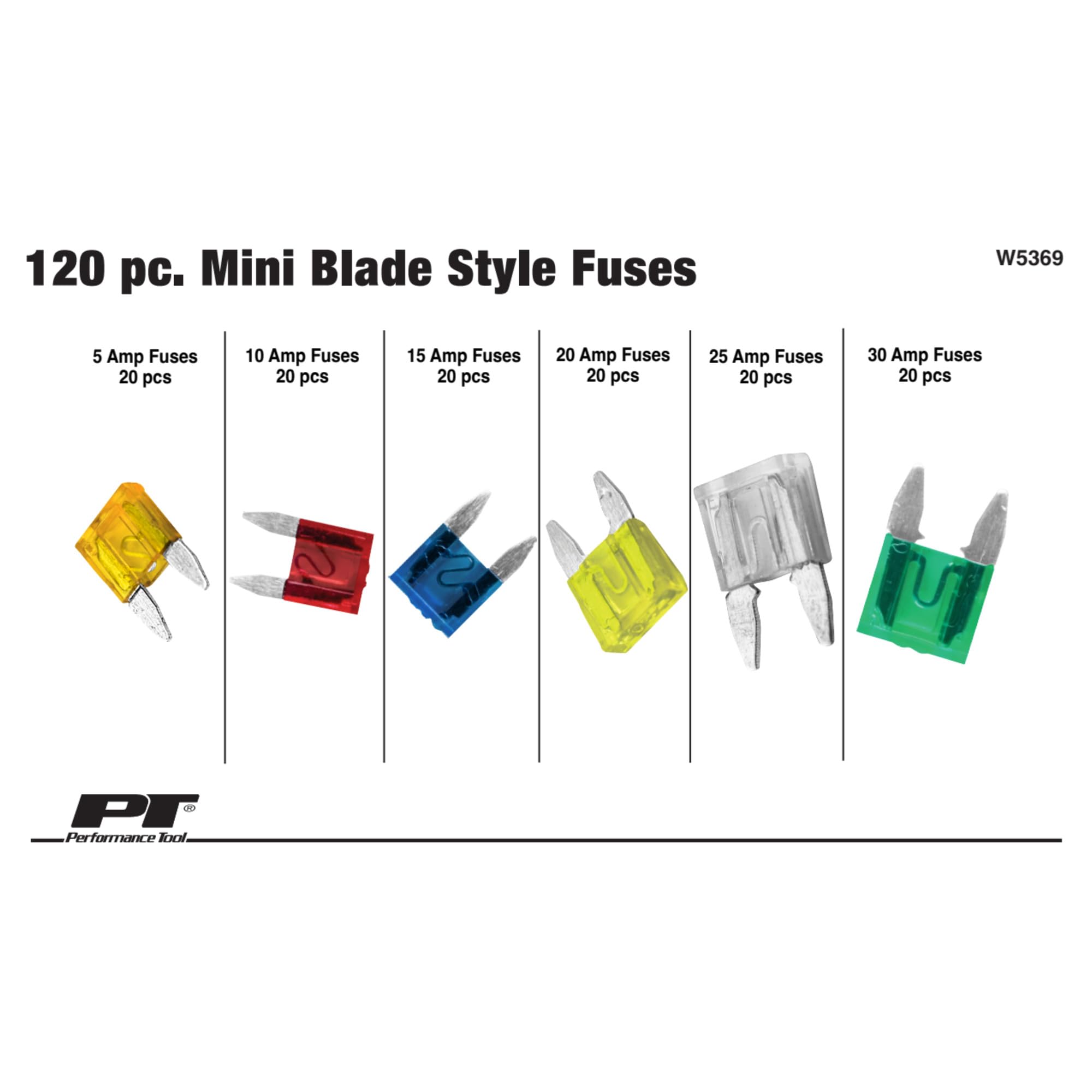 Performance Tool Mini Fuse Assortment W5369 - 120 Piece