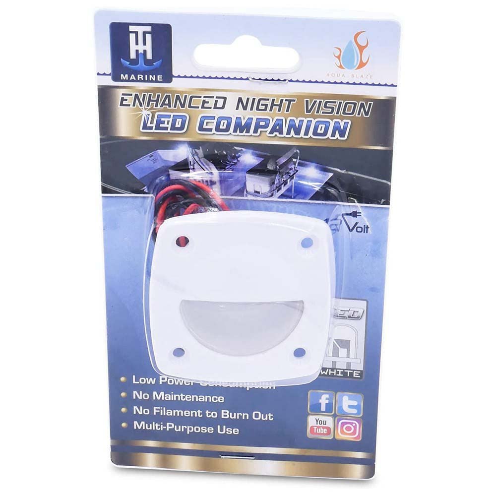 T-H Marine Companion Way LED Courtesy Light - Square Lights Offer Enhanced Night Vision for Boat Interior, Deck, or Cockpit - Multi-Purpose Use and Low Power Draw - White