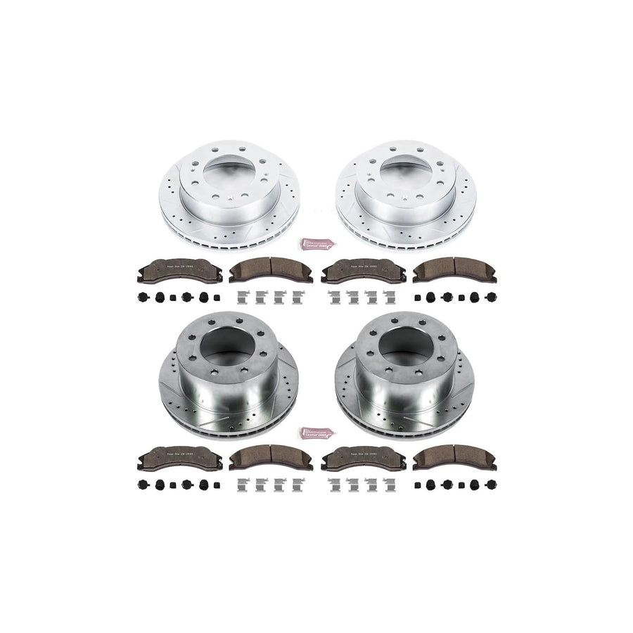 Power Stop Brake Kit Front and Rear For 2011 Chevrolet Silverado 3500 HD 2011 GMC Sierra 3500 HD - Truck & Tow Carbon Fiber Ceramic Pads & Drilled and Slotted Rotors Replacement, K5560-36