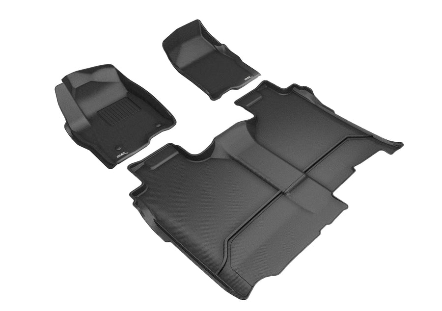 3D MAXpider Bucket Seats Custom Fit Kagu Floor Mat (Black, No Rear Carpet Storage) for Gmc Sierra / Chevrolet Silverado 1500 Crew Cab 2019-2025 / 2500Hd / 3500Hd Crew Cab 2020-2025 - R1 R2