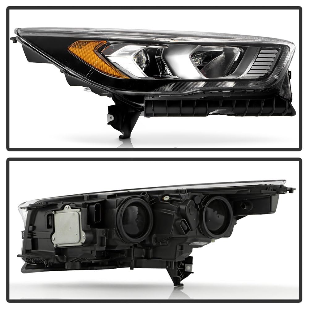 Ford Escape Spyder (POE) 17-19 w/LED DRL Black Bezel Headlight - OE Black Right