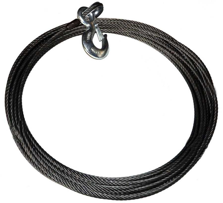 27569 WARN Winch Accessory: EIPS Industrial Grade Steel Cable Wire Rope with Hook, 3/8" Diameter x 100' Length