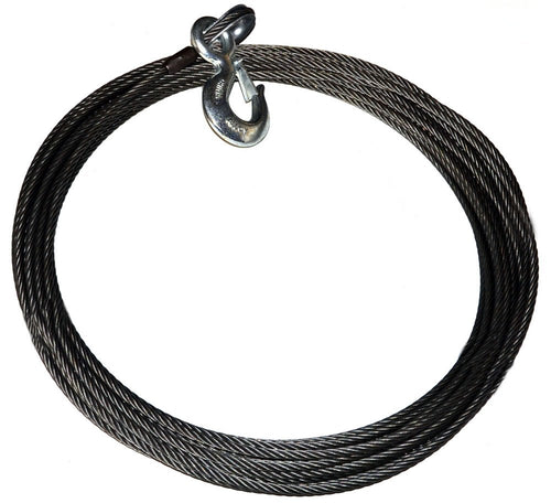 27569 WARN Winch Accessory: EIPS Industrial Grade Steel Cable Wire Rope with Hook, 3/8" Diameter x 100' Length