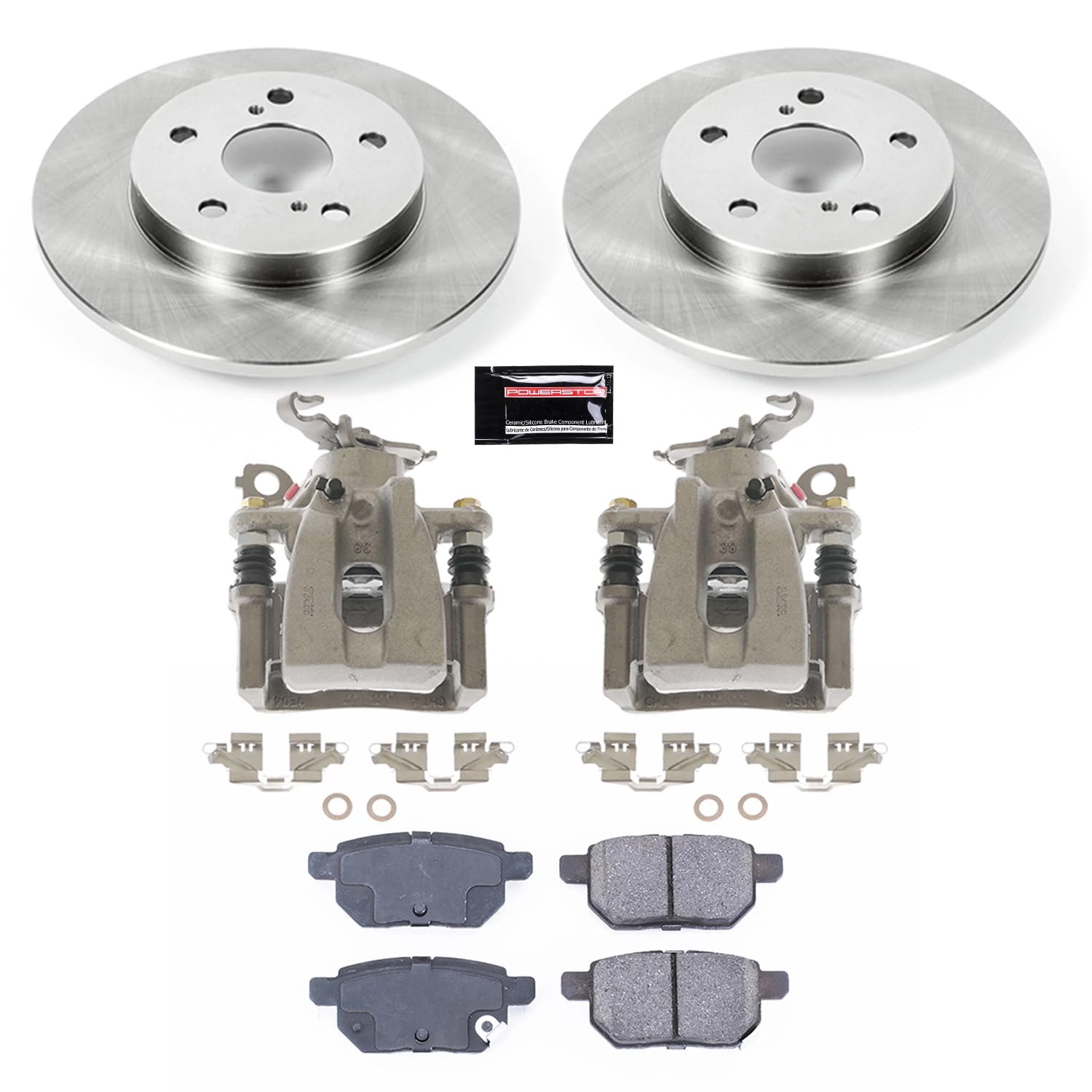 Power Stop KCOE4737 Replacement Autospecialty Rear Brake Caliper Kit- OE Brake Rotor, Brake Pads & Calipers For Pontiac Vibe 2009-2010, Toyota Matrix 2009-2013 [Model Specific]