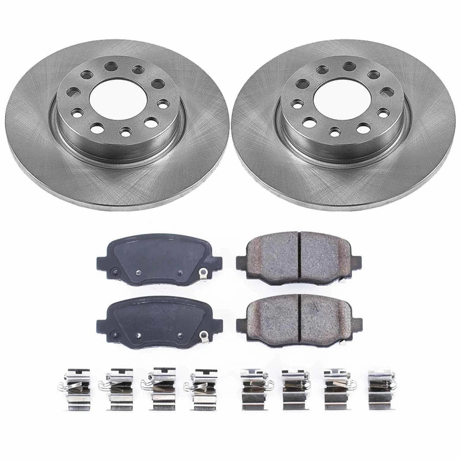 Power Stop KOE7301 Rear Replacement Brake Kit-OE Brake Rotors & Ceramic Brake Pads For Fiat 500X 2016-2020, Jeep Renegade 2015-2022 [Model Specific]