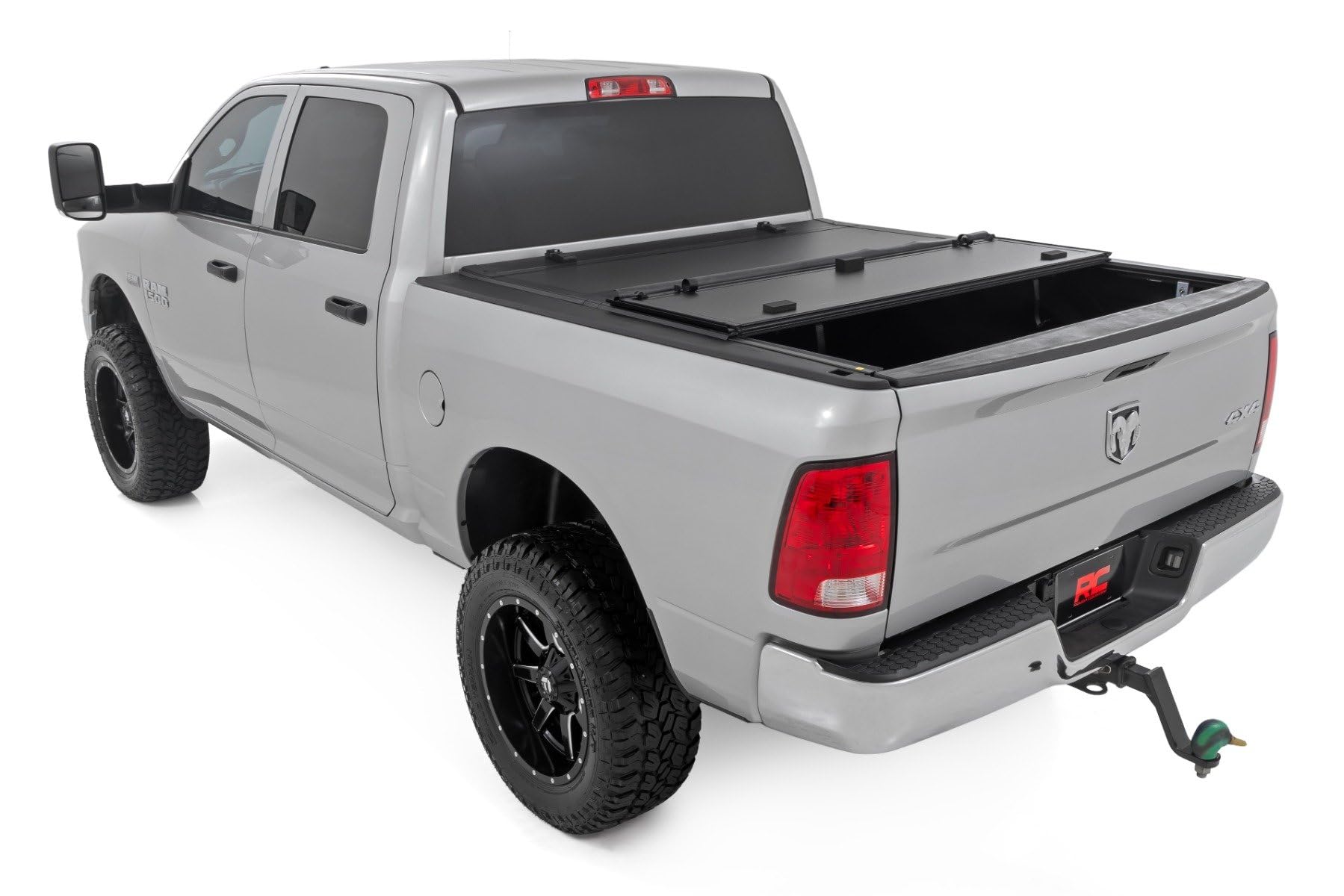 Rough Country Hard Flip Up Tonneau Cover for Ram 1500, Classic (2009-2018) - Fits 5'7" (67.4") Bed, Weather-Resistant, Tri-Fold Aluminum Panels