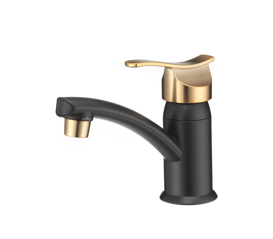 Dura Faucet Streamline RV Single Lever Centerset Lavatory Sink Faucet (Matte Black/Rose Gold)