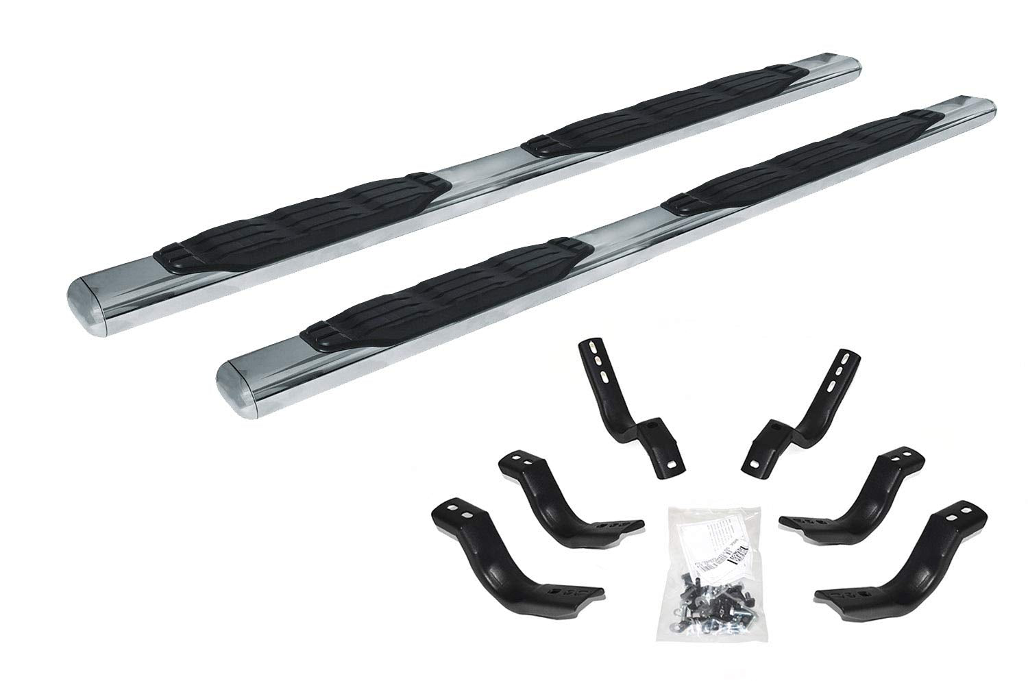 5" Oval Go Rhino 1000 Series Sidesteps & Brackets | Stainless Steel, Polished | 105415580PS | Fits 2017-2023 Ford F-250, F-350 Super Duty Super Cab Pickup
