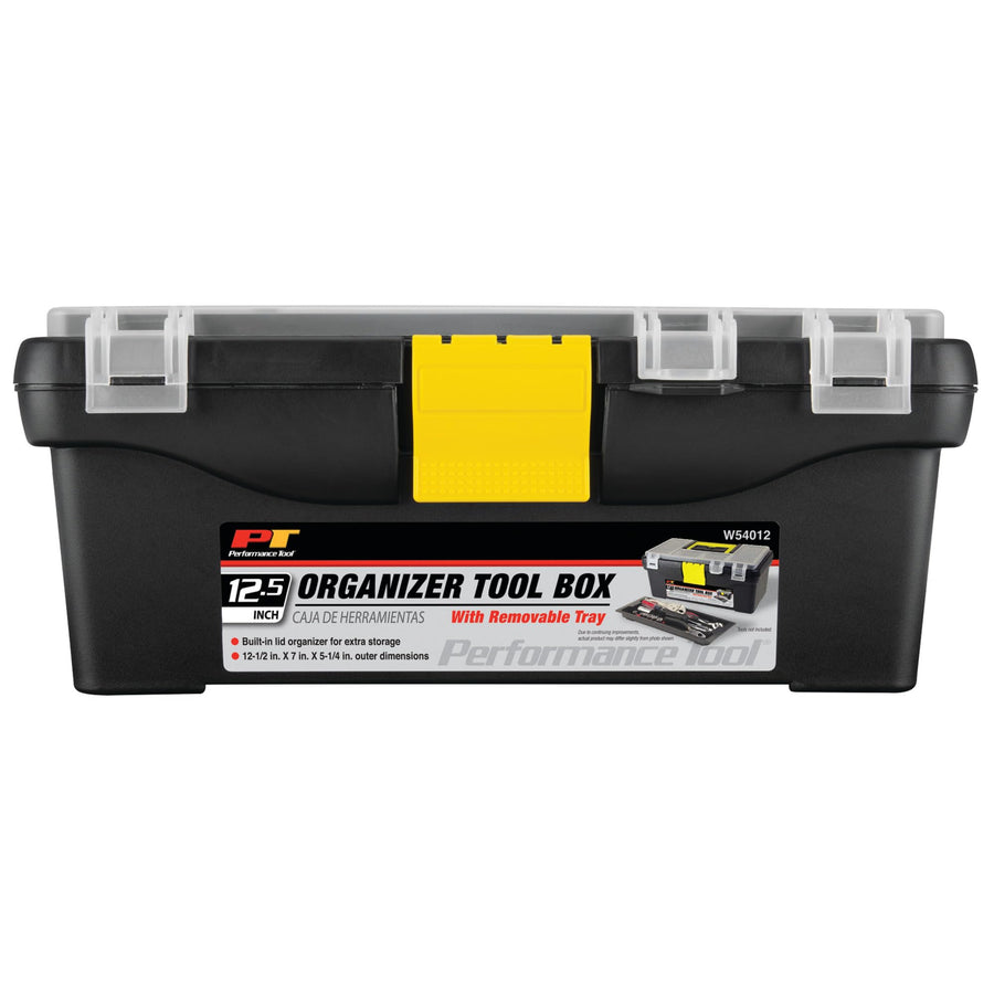 Heavy Duty Performance Tool W54012 Plastic Organizer Tool Box for Workshops and Garages, Black, 12.5-Inch