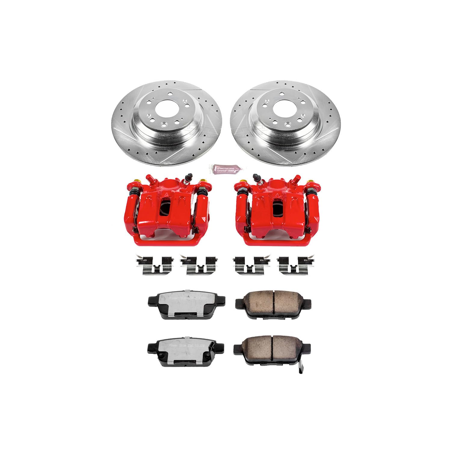 Power Stop Z23 Sport KC5667 1-Click Brake Kit with Powder Coated Calipers (Brake Pads Drilled/Slotted Rotors) For A3 A3 Quattro VW Beetle VW Eos VW GTI VW Golf VW Jetta VW Passat [Model Specific]